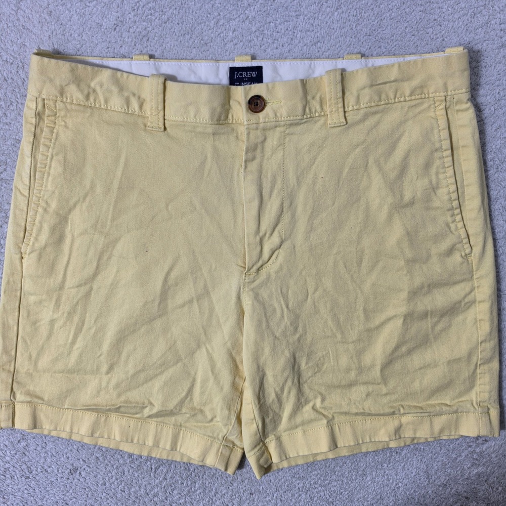 J.CREW Chino Shorts Mens 34/7 Yellow Stretch Re-Imagined L0923